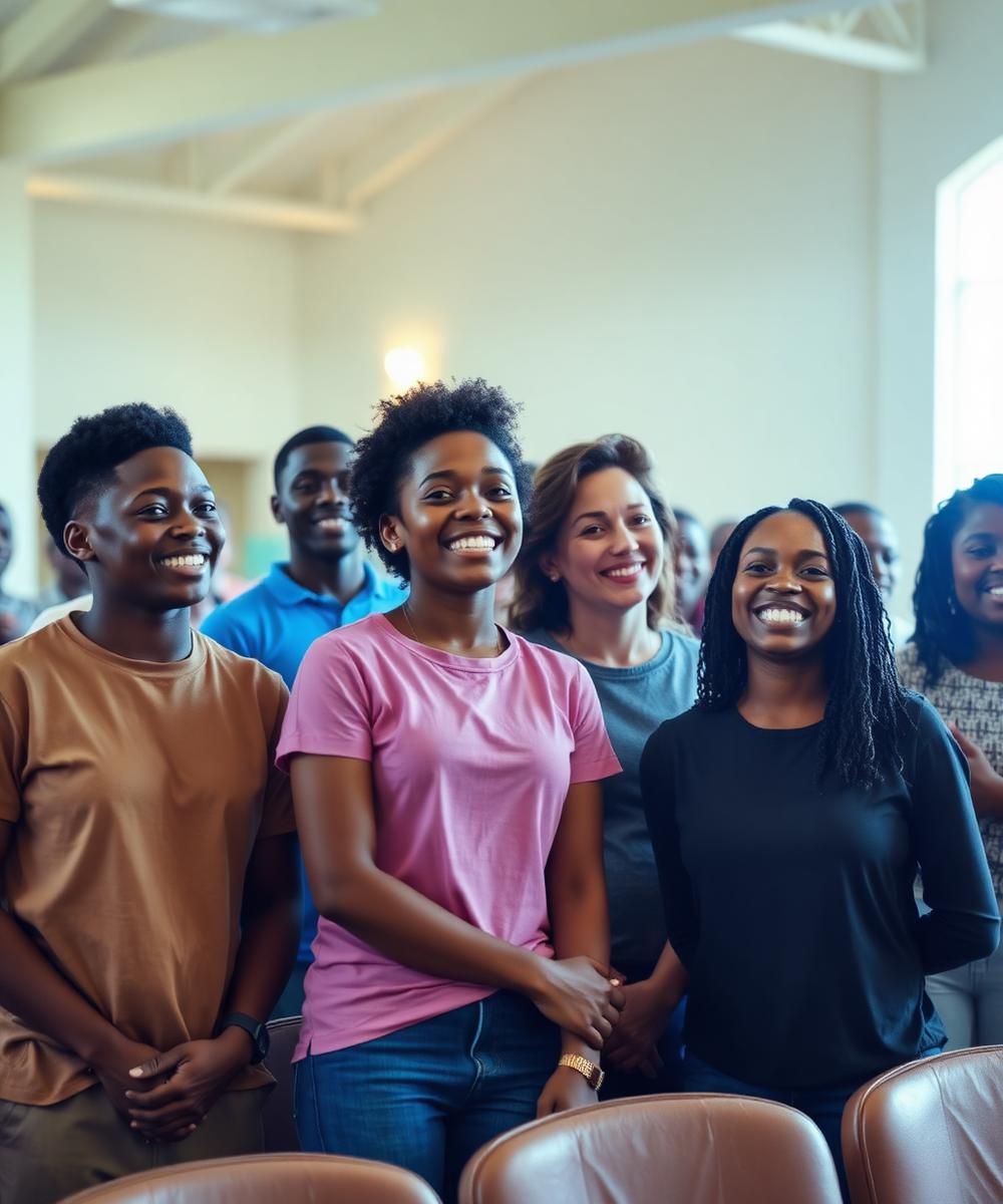 Smiling members of the youth ministry together